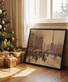 Çerçevesiz Poster Karla Kaplı Şehir Sokakları thumbnail 1