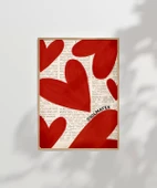 Çerçevesiz Poster Soulmates Gazete Arkaplanlı Kalp Tasarımlı thumbnail 5