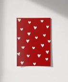 Çerçevesiz Poster Beyaz Kalpler Desenli thumbnail 8