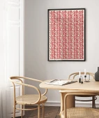 Çerçevesiz Poster Kırmızı Love Yazılı Tekrarlı Desen thumbnail 4