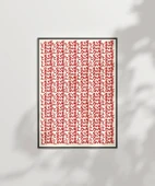 Çerçevesiz Poster Kırmızı Love Yazılı Tekrarlı Desen thumbnail 1