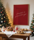 Çerçevesiz Poster Season's Greetings Kırmızı Yılbaşı thumbnail 1