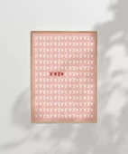 Çerçevesiz Poster Pembe Zemin Üzerinde Kalpler ve Çarpılar Desenli thumbnail 6