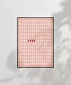 Çerçevesiz Poster Pembe Zemin Üzerinde Kalpler ve Çarpılar Desenli thumbnail 1
