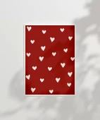 Çerçevesiz Poster Beyaz Kalpler Desenli thumbnail 1