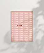 Çerçevesiz Poster Pembe Zemin Üzerinde Kalpler ve Çarpılar Desenli thumbnail 7