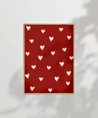 Çerçevesiz Poster Beyaz Kalpler Desenli thumbnail 6