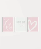 Çerçevesiz Poster XoXo, I Love You, ve Kalp Tasarımlı Minimal thumbnail 2
