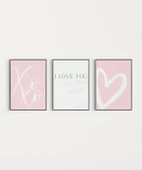 Çerçevesiz Poster XoXo, I Love You, ve Kalp Tasarımlı Minimal thumbnail 1