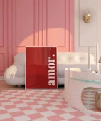 Çerçevesiz Poster Amor Yazılı Minimal - 5