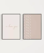 Çerçevesiz Poster I Love You ve XOXO Minimal  Set thumbnail 6