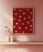 Çerçevesiz Poster Beyaz Kalpler Desenli thumbnail 3