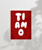 Çerçevesiz Poster Ti Amo Kalp Detaylı Tipografik - 6