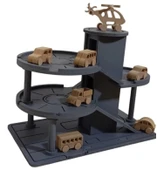 MDF Üç Katlı Boyalı Oyuncak Otopark Garaj Seti - 2