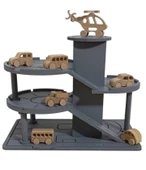 MDF Üç Katlı Boyalı Oyuncak Otopark Garaj Seti - 1