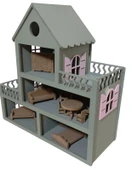Boyalı Oyuncak Ahşap Barbie Evi - 1