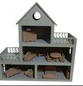 Boyalı Oyuncak Ahşap Barbie Evi - 2