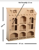 Ahşap Boyanabilir MDF Dekoratif 2 Kapaklı ve 3 Raflı Duvar Rafı - Terek - 2