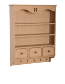 Ahşap Boyanabilir MDF Dekoratif 3 Raflı ve 3 Çekmeceli Duvar Rafı - Terek - 1