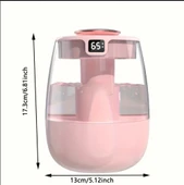 PEMBE BÜYÜK KAPASİTELİ 1.3 LT USB ULTRASONİK OFİS ODA VE ARABA HAVA NEMLENDİRİCİ BUHAR MAKİNESİ AROMA DİFİZÖRÜ ÇİFT PÜSKÜRTME - 3
