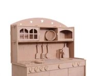 Ahşap MDF 3 Kapaklı Montessori Eğitici Oyuncak Mutfak Seti - 5