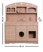 Ahşap MDF 3 Kapaklı Montessori Eğitici Oyuncak Mutfak Seti - 2