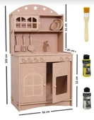 Ahşap MDF 2 Kapaklı Montessori Eğitici Oyuncak Mutfak Seti - 1