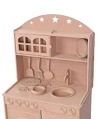 Ahşap MDF 2 Kapaklı Montessori Eğitici Oyuncak Mutfak Seti - 4