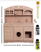 Ahşap MDF 3 Kapaklı Montessori Eğitici Oyuncak Mutfak Seti - 1