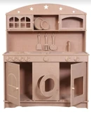 Ahşap MDF 3 Kapaklı Montessori Eğitici Oyuncak Mutfak Seti - 4