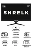SNRELK 19'' SESLİ (DAHİLİ HOPARLÖR) GENİŞ EKRAN (HDMI-VGA) LED MONİTÖR thumbnail 2