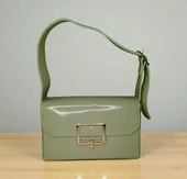 Kadın Ayarlanabilir Askılı Suni Deri Yeşil Renk El Çantası - 1