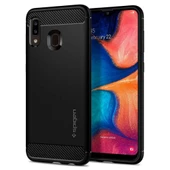 Spigen Galaxy A20 ile Uyumlu Kılıf Rugged Armor Matte Black - 1