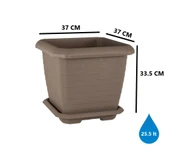 Omnipazar SO-HK03 Hisar Kare Tabaklı Saksı 25.5 litre Mocha 3 Adet - 2