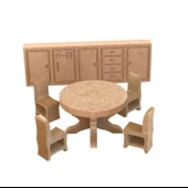 Boyanabilir Ahşap Oyuncak 15 Adet Minyatür Mobilya Takımı 6 Lı Boya Seti Ve Fırça Hediyeli - 5