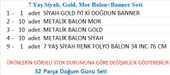 7 Yaş Siyah, Gold, Mor Balon+Banner Seti thumbnail 2
