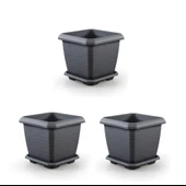 Omnipazar SO-HK03 Hisar Kare Tabaklı Saksı 25.5 litre 3 Adet thumbnail 1