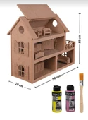 Ahşap Oyuncak Barbie Evi ( 15 Adet Minyatür Mobilya Takımı Hediyeli ) - 1