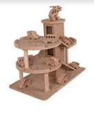 Ahşap Oyuncak Otopark + 6 Adet Oyuncak Araba + 1 Adet Helikopter - 3