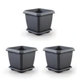 Omnipazar SO-HK04 Hisar Kare Tabaklı Saksı 44 lt Antrasit 3 Adet thumbnail 1