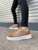 JET-007 Alba Bağcıksız Süet Erkek Günlük Sneaker Ayakkabı SBT Taba/Vizon - 2