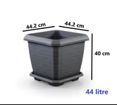 Omnipazar SO-HK04 Hisar Kare Tabaklı Saksı 44 lt Antrasit 3 Adet thumbnail 2