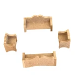 Boyanabilir Ahşap Oyuncak 15 Adet Minyatür Mobilya Takımı 6 Lı Boya Seti Ve Fırça Hediyeli - 3