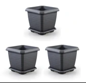 Omnipazar SO-HK05 Hisar Kare Tabaklı Saksı Takımı 74,3 lt Antrasit 3 Adet thumbnail 1