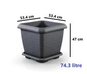 Omnipazar SO-HK05 Hisar Kare Tabaklı Saksı Takımı 74,3 lt Antrasit 3 Adet thumbnail 2