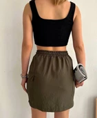 Kargo cep ince paraşüt etek haki s241019 thumbnail 4