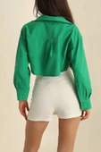 Poplin crop gömlek yeşil s3060 thumbnail 4