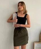 Kargo cep ince paraşüt etek haki s241019 thumbnail 3