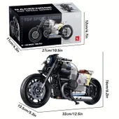 Teknik Motosiklet Yapım Seti 508 parça 1:8 Ölçekli 8+ yaş Model Kiti hediye yapı blok oyuncak seti - 6