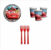 Cars, (Arabalar), Şimşek Mcqueen  8 Adet Tabak, 8 Adet Bardak, 10 Çatal thumbnail 1